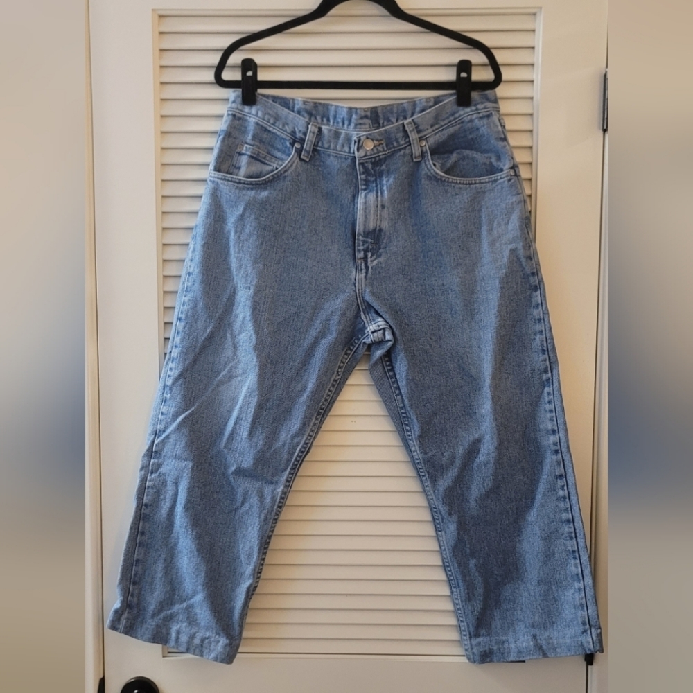 Wrangler - Men's 100% Cotton Light Blue Denim Relaxed Fit Jeans